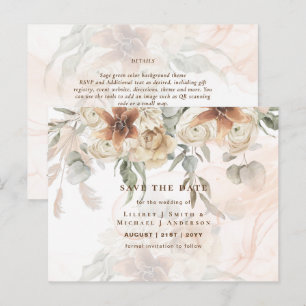 BOHO Pampas Grass Floral Hochzeit speichern das Da Postkarte