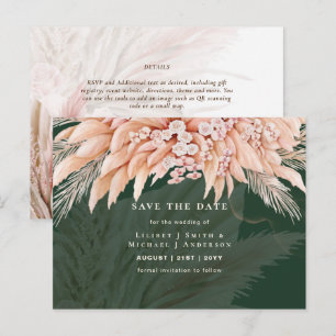 BOHO Pampas Grass Floral Hochzeit speichern das Da Postkarte