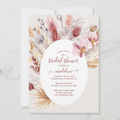 Boho Pampas Grass Floral Modernes Brautparty Einladung (Vorderseite)