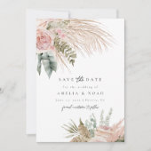 Boho Pampas Grass Floral Save the Date Einladung (Vorderseite)