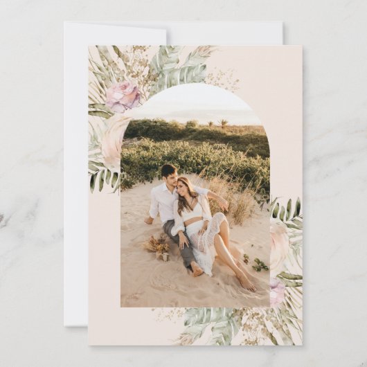 Boho Pampas Grass Floral Save the Date Einladung (Rückseite)