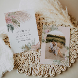 Boho Pampas Grass Floral Save the Date Einladung