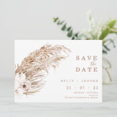 Boho Pampas Grass Floral Save the Date Karte (Stehend Vorderseite)