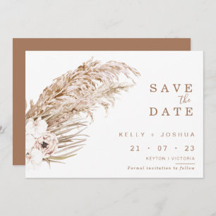 Boho Pampas Grass Floral Save the Date Karte
