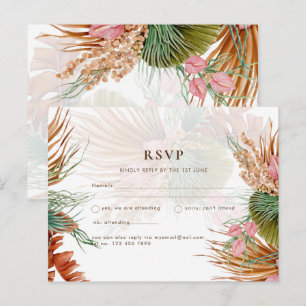 BOHO Pampas Grass Floral Tropical Wedcard Postkarte