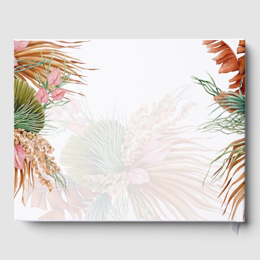 BOHO Pampas Grass Floral Tropical Wedding Guest Bo Gästebuch (Rückseite)