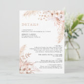 Boho Pampas Grass Floral Wedding Details Einladung (Stehend Vorderseite)