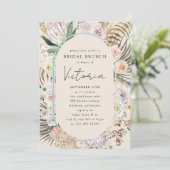 Boho Pampas Grass Florals Bridal Brunch Einladung (Stehend Vorderseite)
