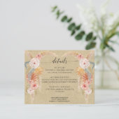 Boho Pampas Grass Foliage Kraft Hochzeitsdetails Einladung (Stehend Vorderseite)
