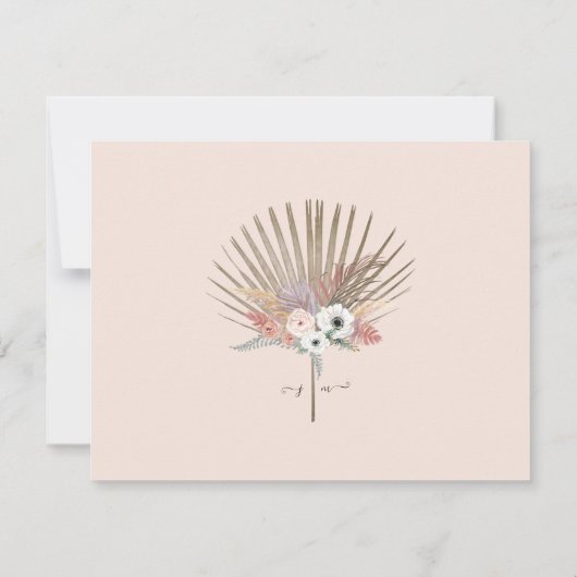 Boho Pampas Grass Foliage Kraft Hochzeitsdetails Einladung (Rückseite)