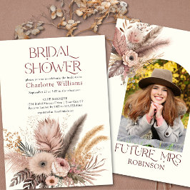 Boho Pampas Grass Foto Bridal Dusche Einladung