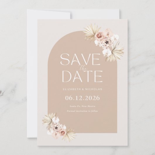 Boho Pampas Grass Foto Hochzeit speichern das Datu Save The Date (Vorderseite)