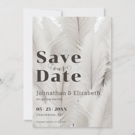 Boho Pampas Grass Foto Save The Date (Vorderseite)