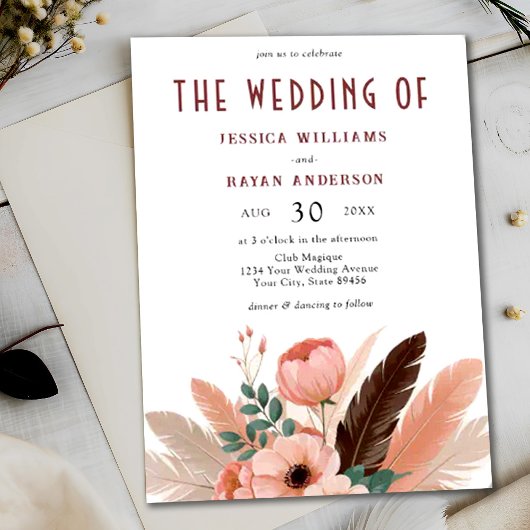 Boho Pampas Grass Foto Shoot Wedding Einladung