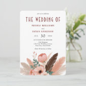 Boho Pampas Grass Foto Shoot Wedding Einladung (Stehend Vorderseite)