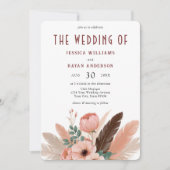 Boho Pampas Grass Foto Shoot Wedding Einladung (Vorderseite)