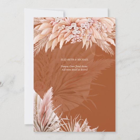 BOHO Pampas Grass FOTO Terracotta Save the Date (Rückseite)