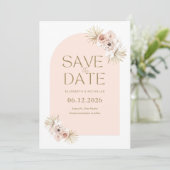 Boho Pampas Grass Foto Wedding Save The Date (Stehend Vorderseite)