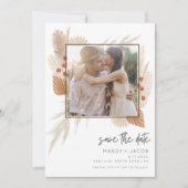 Boho Pampas Grass Foto Wedding Save the Date (Vorderseite)