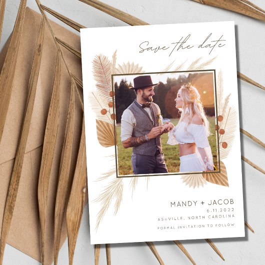 Boho Pampas Grass Foto Wedding Save the Date