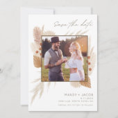 Boho Pampas Grass Foto Wedding Save the Date (Vorderseite)
