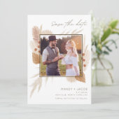 Boho Pampas Grass Foto Wedding Save the Date (Stehend Vorderseite)