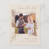 Boho Pampas Grass Foto Wedding Save the Date Ankündigungspostkarte (Vorderseite)