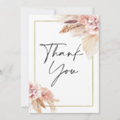 Boho Pampas Grass Frame Baby Dusche Danke Karte (Rückseite)