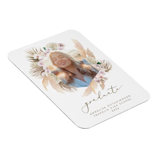 Boho Pampas Grass Frame Foto Abschluss Magnet (Rechte Seite)