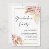 Boho Pampas Grass Frame Graduation Party Einladung (Vorderseite)