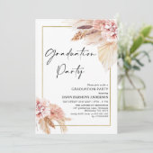 Boho Pampas Grass Frame Graduation Party Einladung (Stehend Vorderseite)