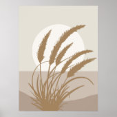 Boho Pampas Grass Full Moon Illustration Poster (Vorne)