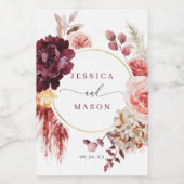 Boho Pampas Grass Gastgeschenke Hochzeiten Mini-We Weinetikett (Einzelnes Label)