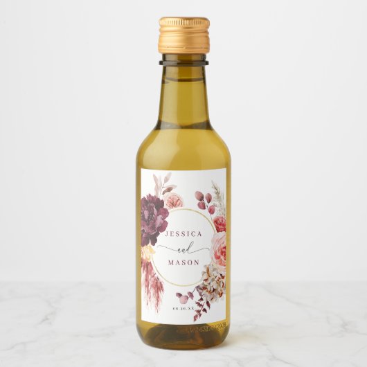 Boho Pampas Grass Gastgeschenke Hochzeiten Mini-We Weinetikett (Vorderseite)