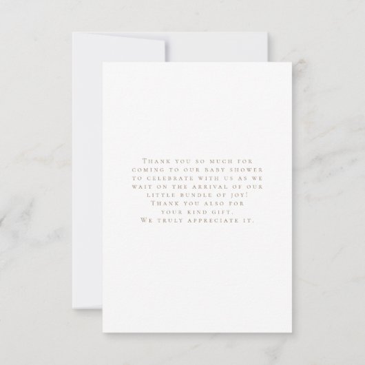 Boho Pampas Grass Gender Neutral Hallo Baby Dusche Dankeskarte (Rückseite)