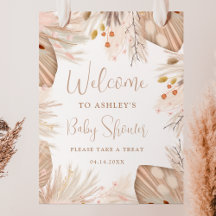 Boho pampas grass gender neutral welcome shower