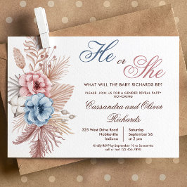 Boho Pampas Grass Gender Reveal Einladung