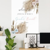 Boho Pampas Grass Gender Reveal Party Begrüßungsze Poster (Heimbüro)