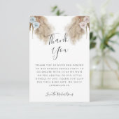 Boho Pampas Grass Gender Reveal Party Dankeskarte (Stehend Vorderseite)