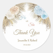 Boho Pampas Grass Gender Reveal Vielen Dank Runder Aufkleber (Vorderseite)