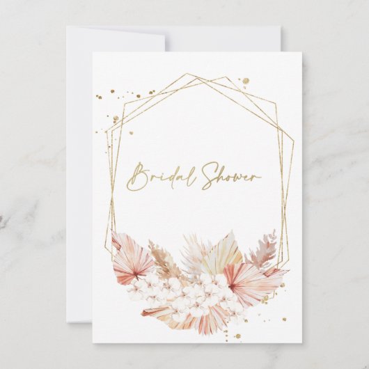 Boho Pampas Grass Geometrisches Brautparty Invitat Einladung (Rückseite)