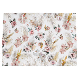 Boho Pampas Grass Geschenktasche Blush Floral Große Geschenktüte