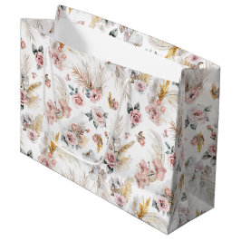 Boho Pampas Grass Geschenktasche Blush Floral Große Geschenktüte