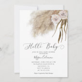 Boho Pampas Grass Girl Baby Shower Einladung (Vorderseite)