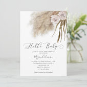 Boho Pampas Grass Girl Baby Shower Einladung (Stehend Vorderseite)