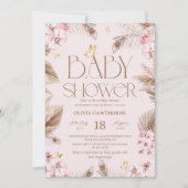 Boho Pampas Grass Girl Baby Shower  Invitation Einladung (Vorderseite)