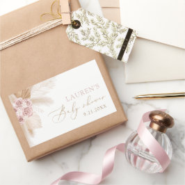 Boho Pampas Grass Girl Baby Shower Rechteckiger Aufkleber