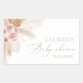 Boho Pampas Grass Girl Baby Shower Rechteckiger Aufkleber (Vorderseite)