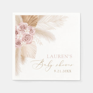 Boho Pampas Grass Girl Baby Shower Serviette