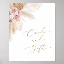 Boho Pampas Grass Girl Babyduschkarten und Geschen Poster